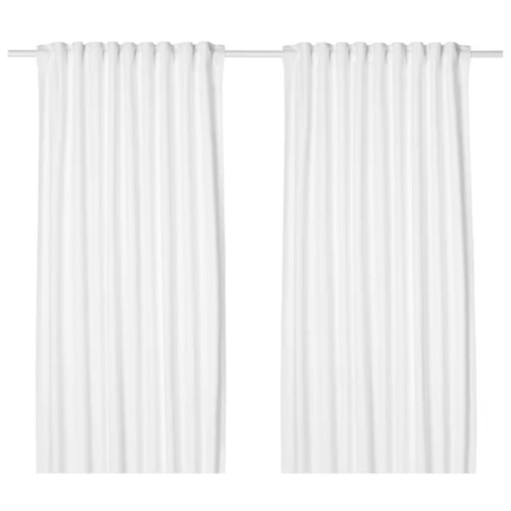 Ikea TIBAST Curtains 2 Panels 1 pair 57" x 98" 100% Cotton Textured White‎ NEW
